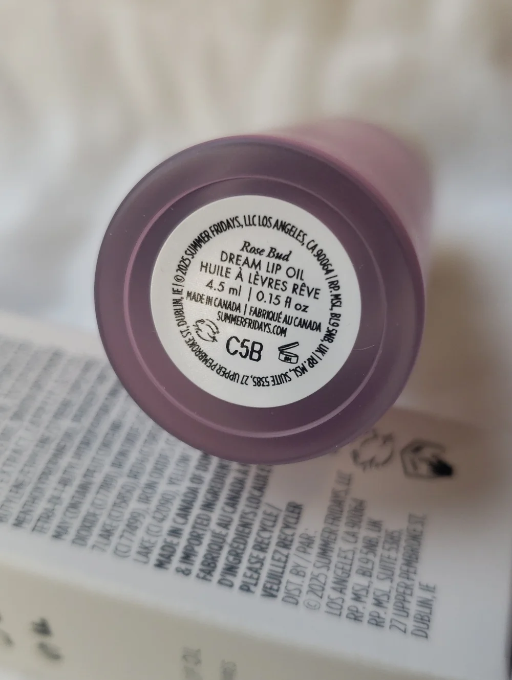Summer Fridays Dream Lip Oil in Rose Bud sheer cool pink
